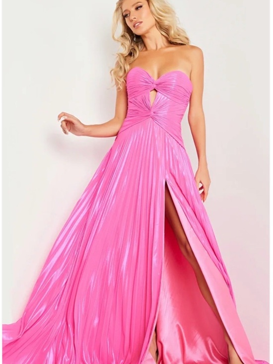 Jovani Dresses & Skirts - Jovani Hot Pink Strapless Prom Gown with High Slit